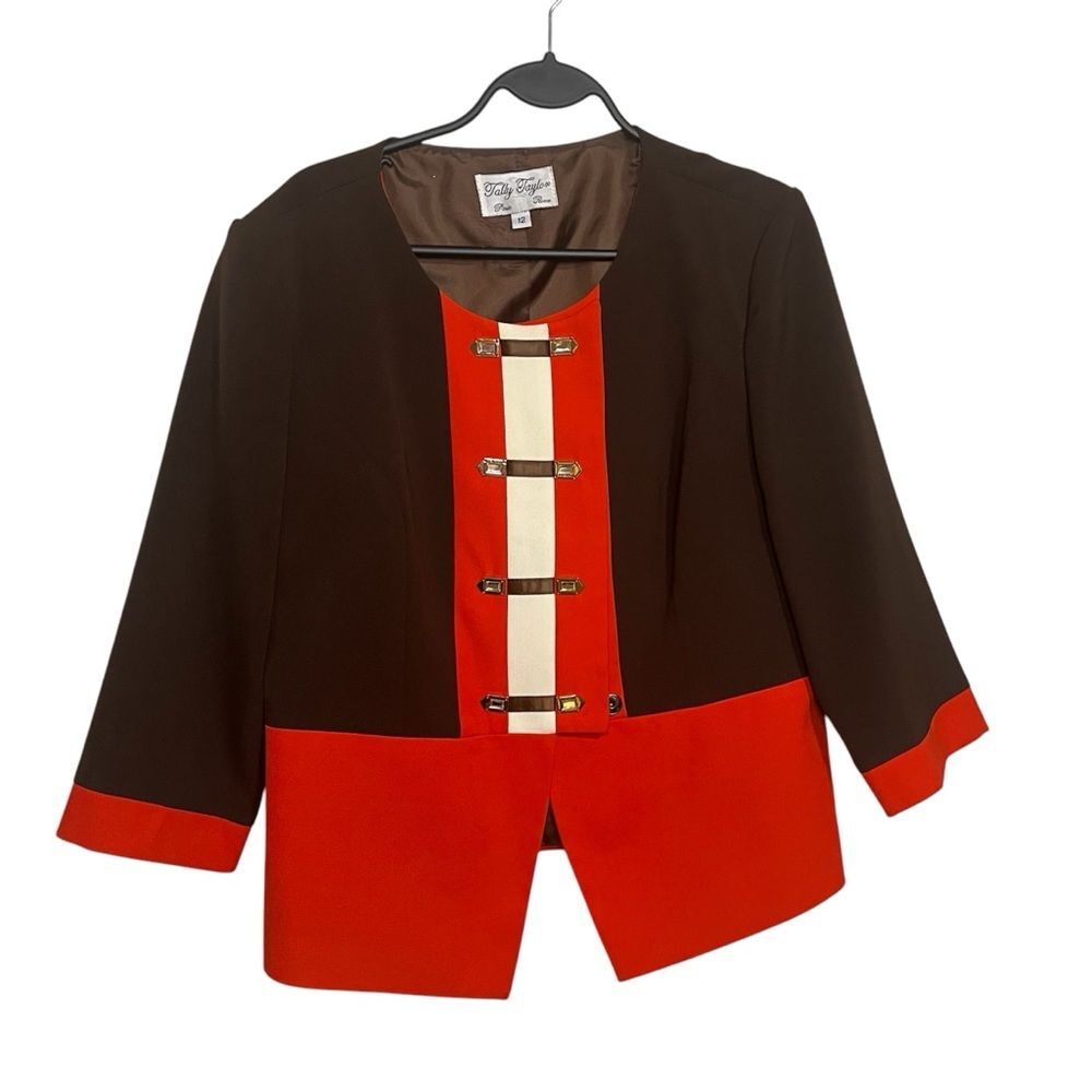 Vintage Tally Taylor dress jacketed red black size 12